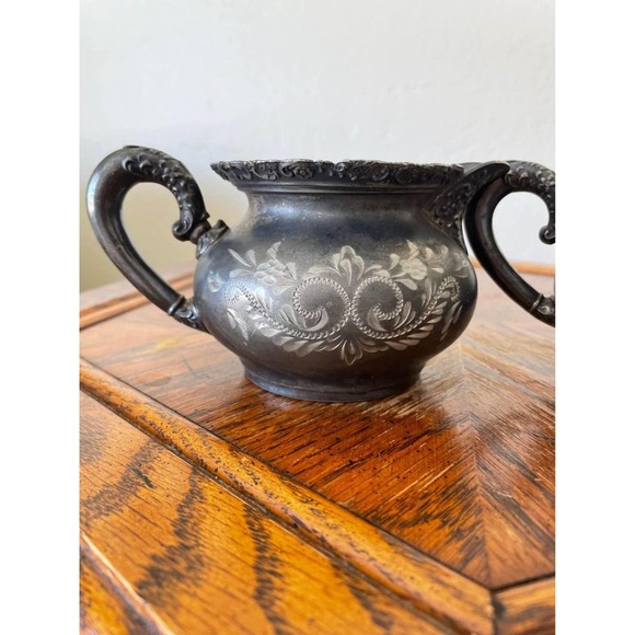 Vintage Van Bergh Silver Plate Co. Rochester NY Sugar bowl And Creamer 468 - Picture 3 of 10